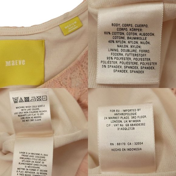 Maeve Anthropologie Pink Lace Floral Dress Size M Round Neck Keyhole Back Lined - Picture 8 of 16